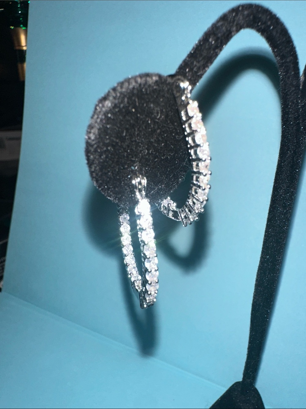 Silver CZ Oval Hoops
